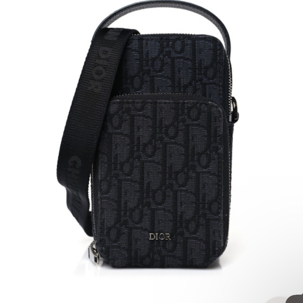Dior Black Oblique Jacquard Micro Rider Crossbody Pouch
